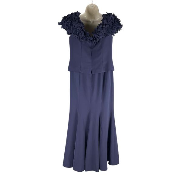 Daymor Floral Applique Off the Shoulder Evening Gown Purple Size 8 - Picture 10 of 15